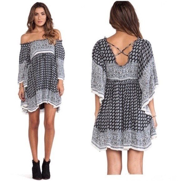 Free People Heart Of Gold Mini Dress in Black Combo S - Picture 3 of 12